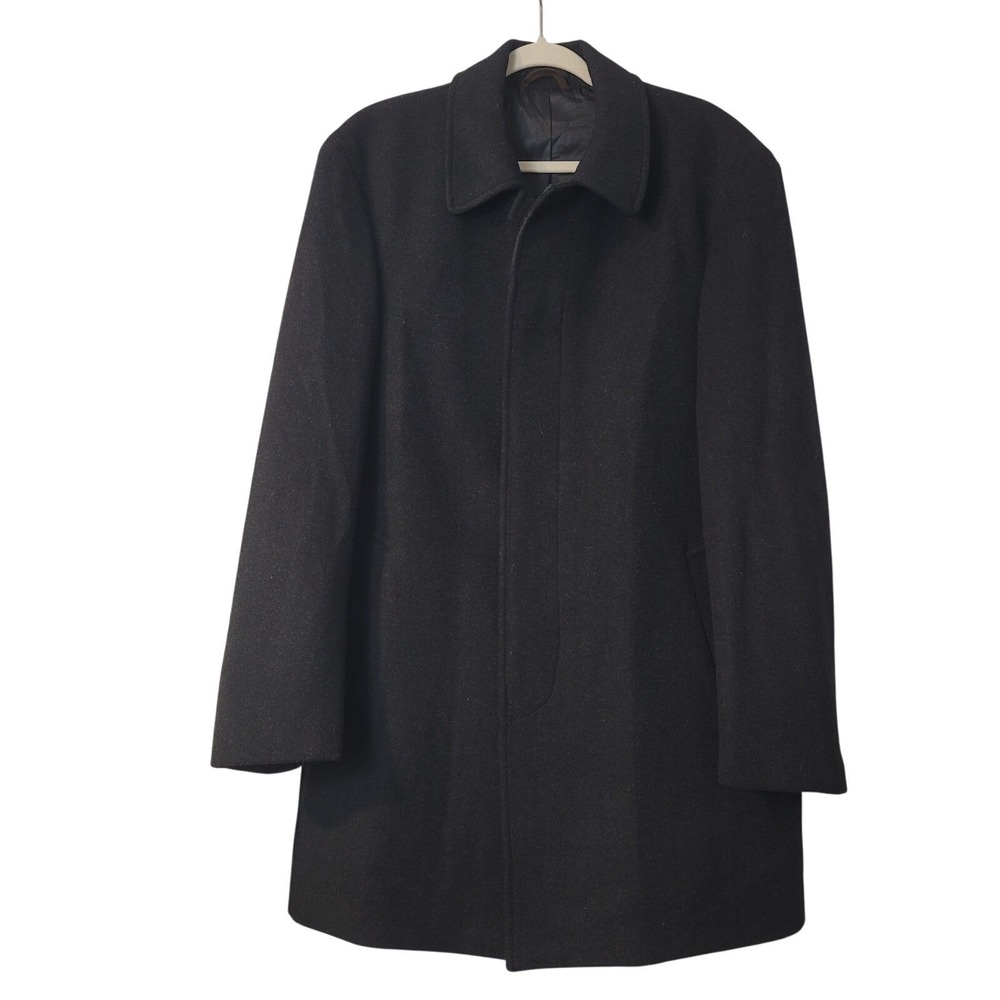 Lauren Ralph Lauren Black Wool Blend Coat Jacket Sz 42 R Preppy Classic Overcoat